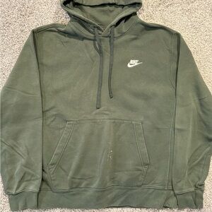Nike Sweatshirt Men Medium Green Swoosh Check  Hoodie Fleece Pullover Spellout *